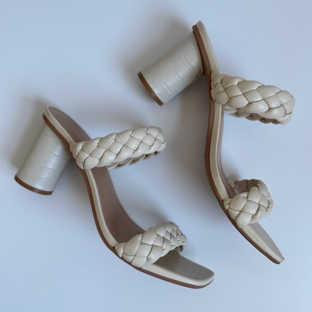 Women's Basil Mule Block Heels - A New Day™ Cream Women's Size 11 - Picture 3 of 7